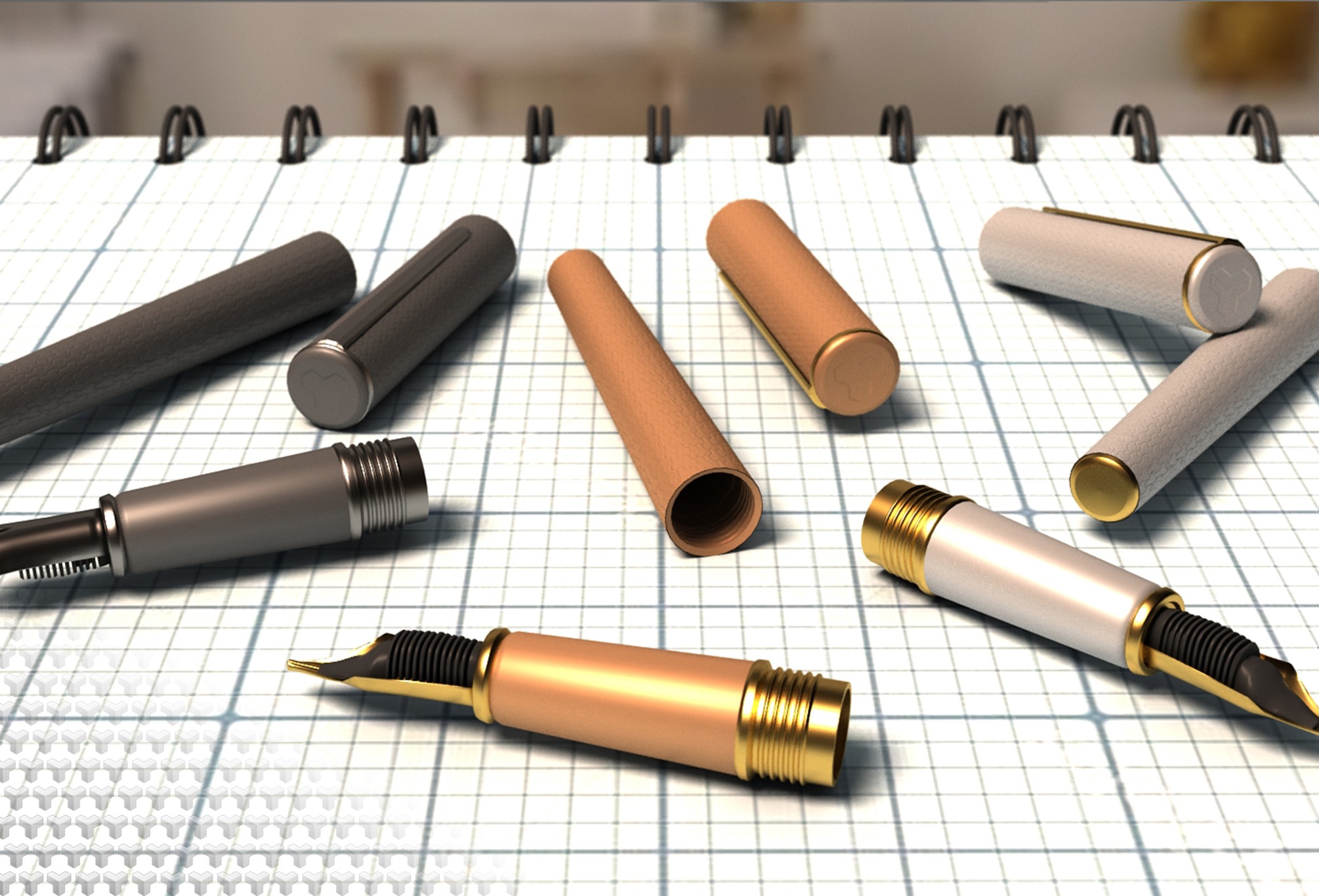 Fountain Pen modelling study — view 1